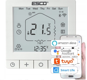 ESCO TC-710 Wifi komfortní pokojový termostat, 230V, přímé ovládání 16A, lze i pro podlahové topení,   týdenní programy