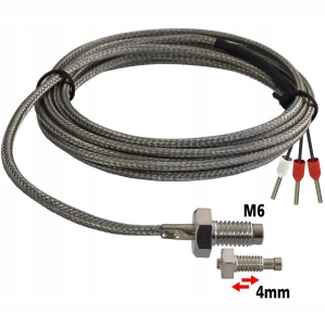 ESCO Pt100-M6, teplotní čidlo, teploty -30 až +400oC, závit M6, nerez, kabel 2m s opletením