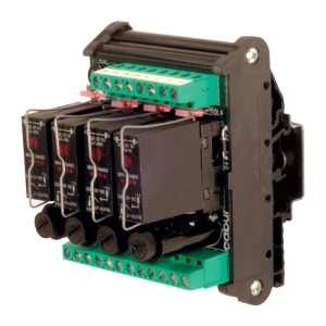 CABUR R041S24F, modul 4x SSR relé 24V DC 2A, každý výstup s pojitskou, ovládání 24V DC